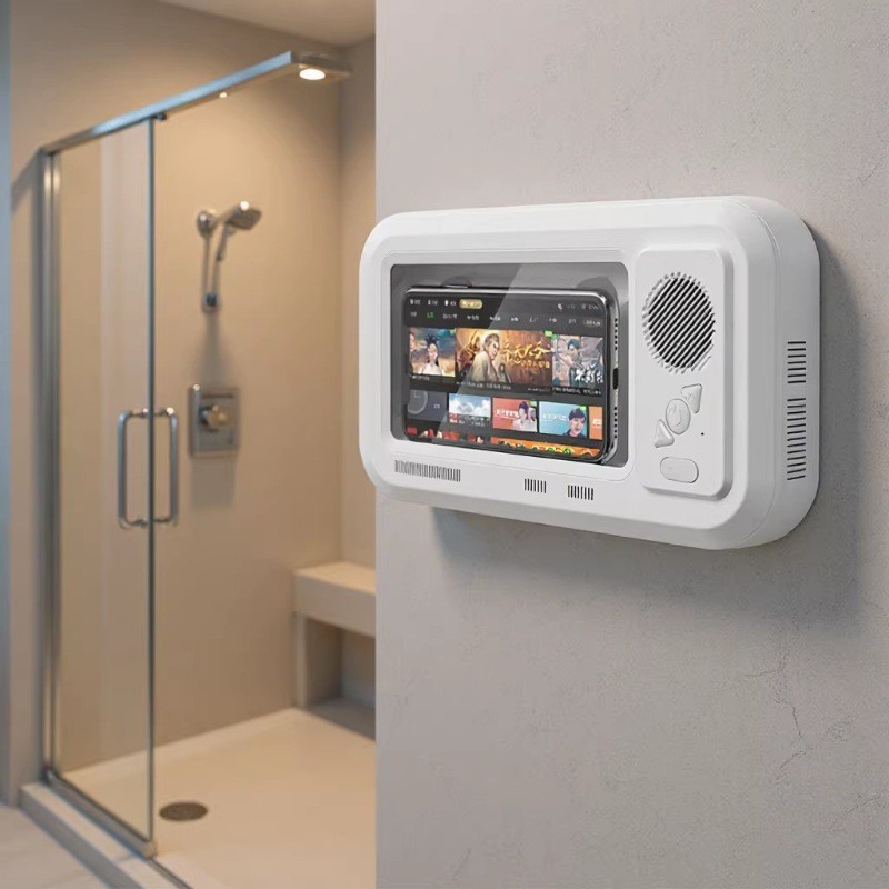 Wall Mount Speaker - Waterproof Touch Screen Phone Holder With