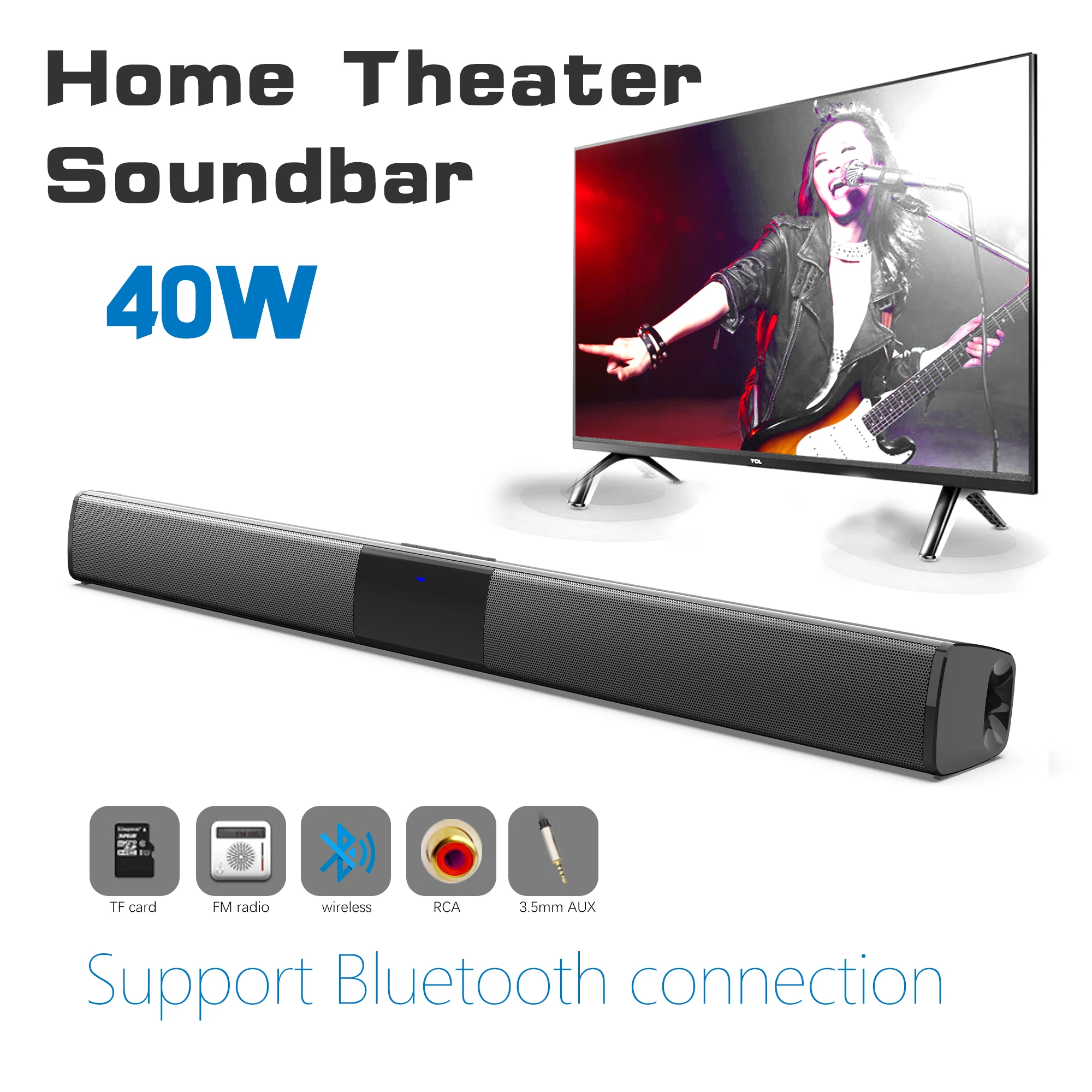 Home Cinema With Wireless Rear Speakers - 40W High Power Soundbar for TV