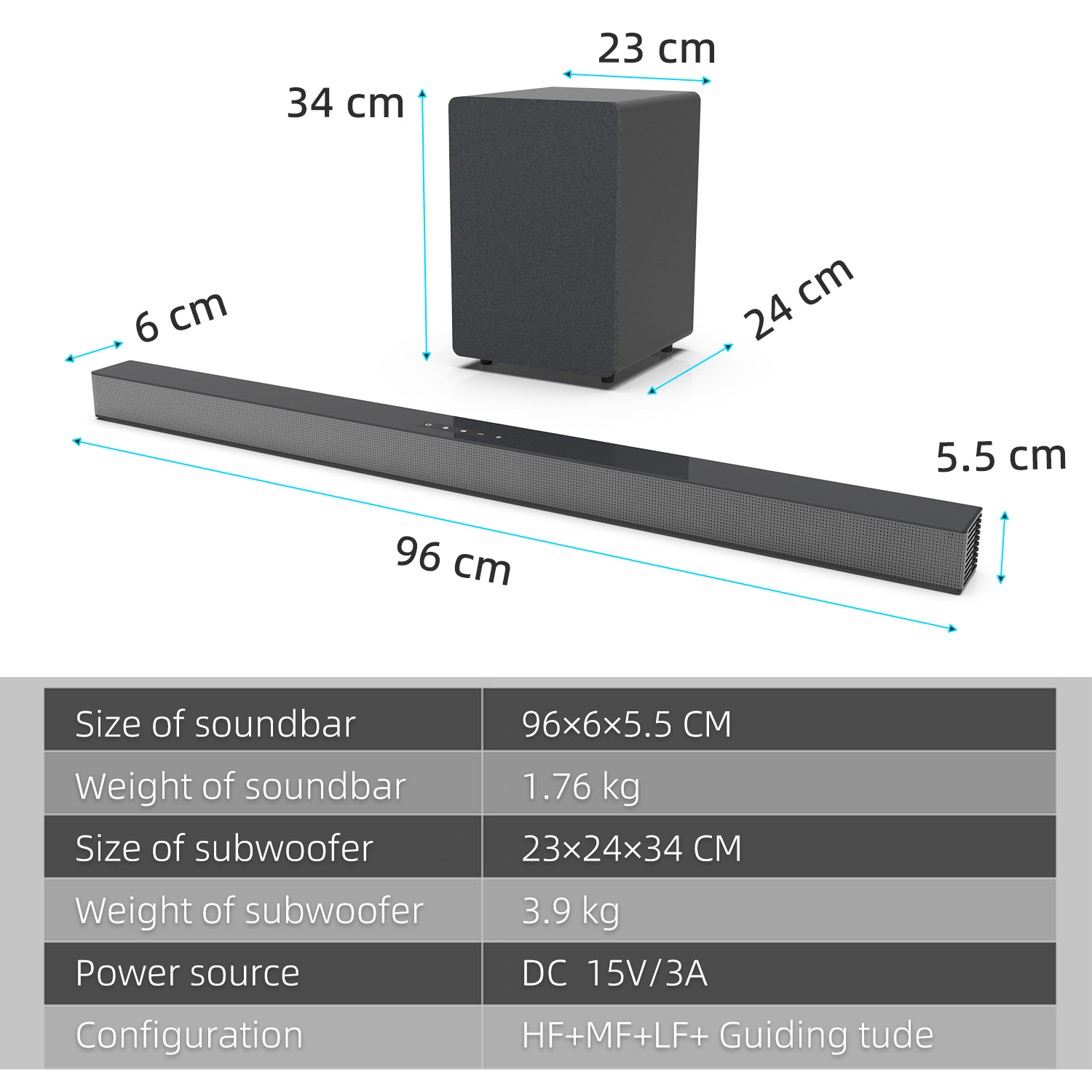 84W TV Sound Bar with Subwoofe - đánh giá và giá Home Cinema With Wireless Rear Speakers