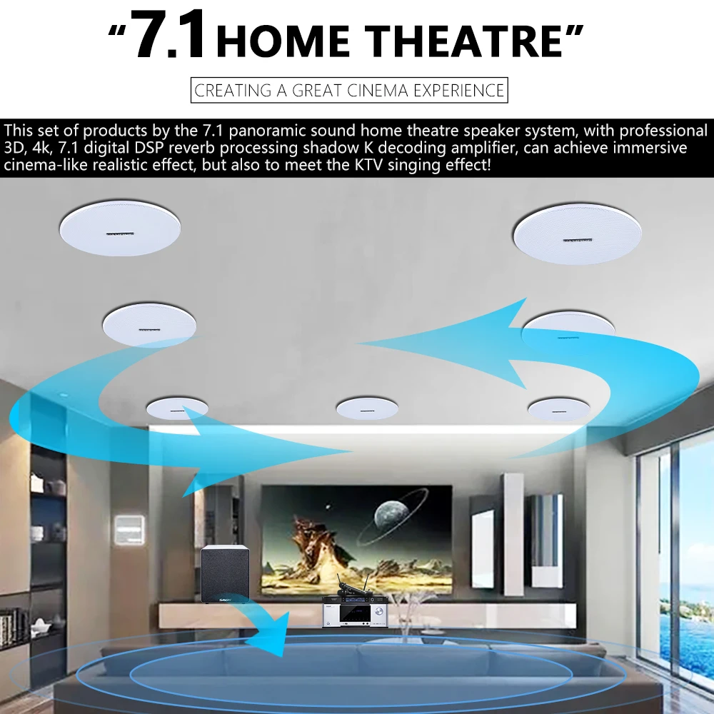7.1 Home Theater Ceiling Speak - đánh giá và giá Home Cinema Audio System