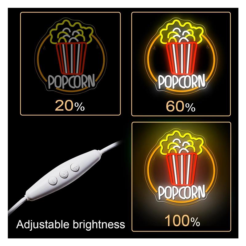 Popcorn Neon Sign Dimmable USB - đánh giá và giá Home Cinema Today