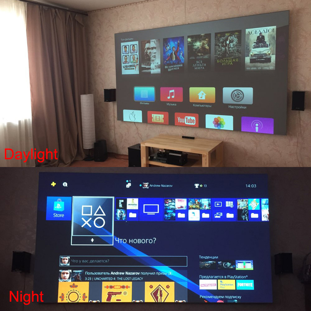 Salange Projector Screen,60 10 - đánh giá và giá Home Cinema Led Projector