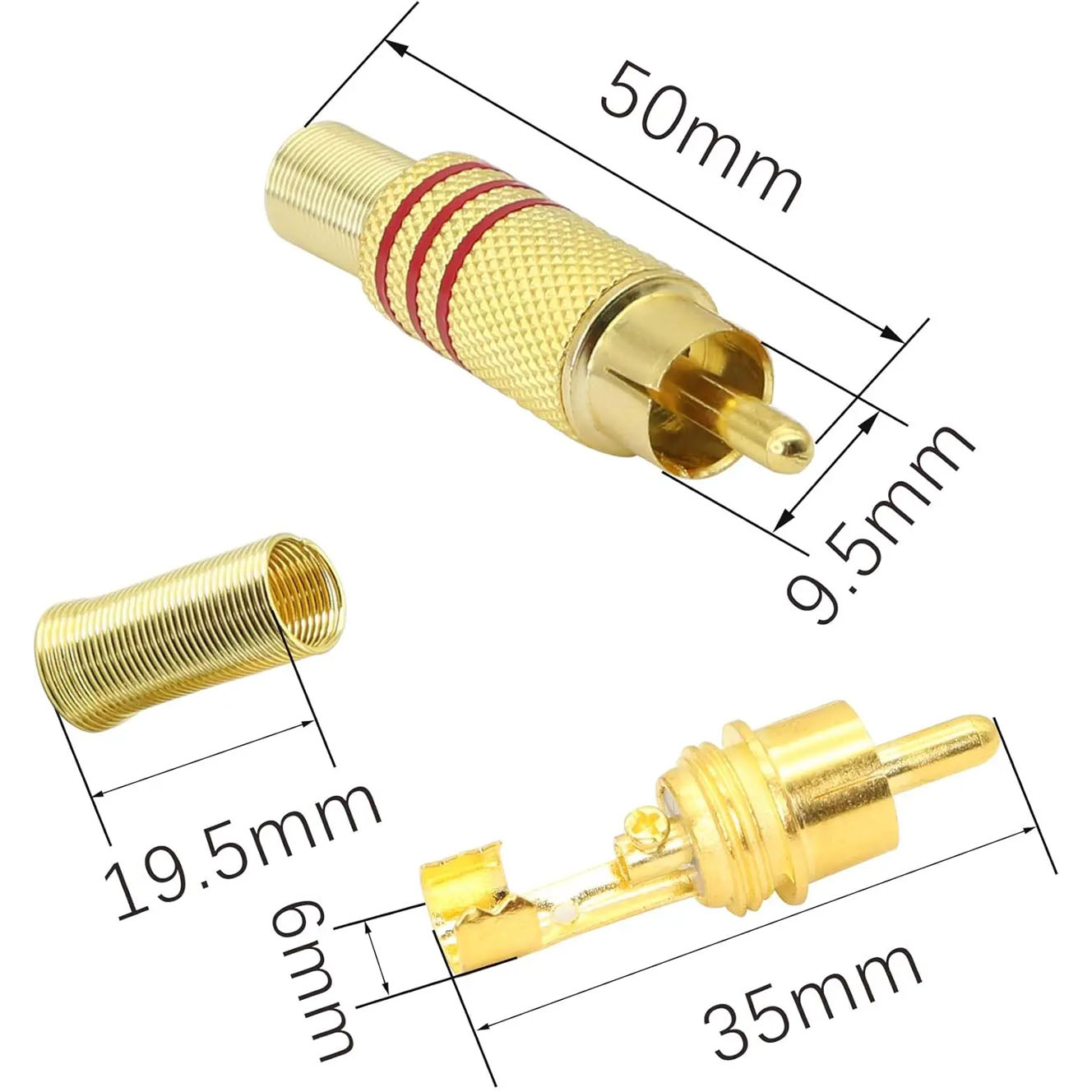 4PCS RCA Plug Gold Plated Sold - đánh giá và giá Home Cinema Audio System