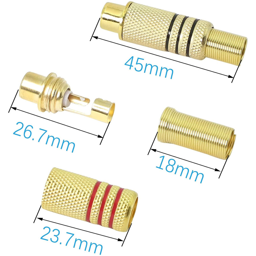 4PCS RCA Plug Gold Plated Sold - đánh giá và giá Home Cinema Audio System