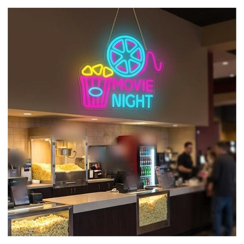 Movie Night Neon Sign Popcorn  - đánh giá và giá Home Cinema Today